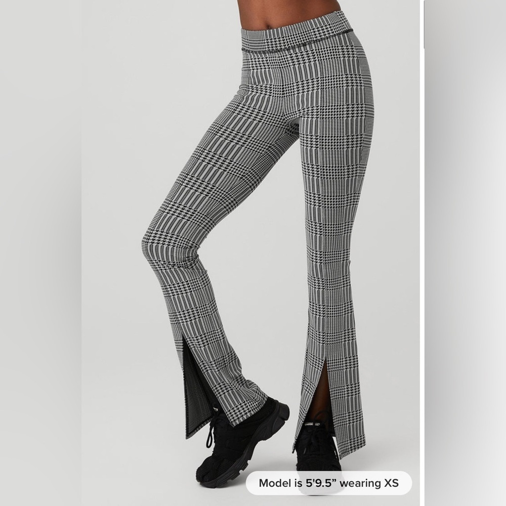 Alo Jacquard High-Waist Glenplaid Flutter Legging